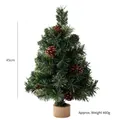 Nordic mini artificial Christmas tree 45cm tall with pine cones and wooden base - 45cm Mini Artificial Tree with Wood Base