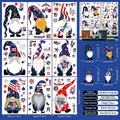 Independence Day gnome window clings set with 9 sheets of American flag patriotic stickers - Independence Day Gnome Decor Style (D03)