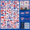 Lot de 9 autocollants de fenêtre 4 juillet avec chats chiens et drapeau américain - Style Amour Et Lettres du Jour de l'Indépendance (D11)