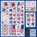 Autocollants de fenêtre Jour de l'Indépendance USA avec drapeaux, étoiles et feu d'artifice - Style Logo Et Rayures du Jour de l'Indépendance (D08)