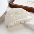 Elegant semi-circular hair claw clip featuring white marble acetate texture and sturdy grip - 7.5cm / Mermaid White 7.5CM