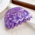 Purple large acetate hair claw clip with marble texture and elegant crescent shape - 7.5cm / Gem Purple 7.5CM