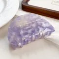 Elegante pinza para el pelo semicircular de acetato con textura de mármol púrpura suave - 7.5cm / Violeta Claro 7.5CM