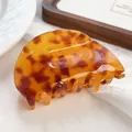Elegant semi-circle tortoiseshell acetate hair claw clip with amber resin finish - 7.5cm / Leopard Print 7.5CM