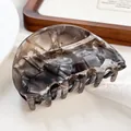 Elegant semi-circular hair claw in translucent dark grey marble resin for women - 7.5cm / Gem Brown 7.5CM