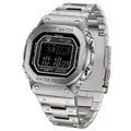 Silver square metal digital sports watch with stainless steel band and LED backlight - Silver Black (S2162)