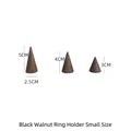 Set of 3 walnut wood cone ring stands in 3cm, 4cm, and 5cm heights for jewelry display - Black Walnut Ring Holder Combination Set