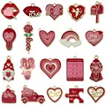 Mixed red and pink heart enamel alloy charms for DIY jewelry making - Drip Oil Red Valentine (SN1667)