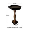 Hexagonal dark walnut pedestal jewelry display tray with elegant light wood stem - Hexagonal High-foot Tray Style A