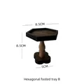 Hexagonal walnut wood jewelry display stand for rings with carved wooden pedestal base - Hexagonal High-foot Tray Style B