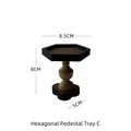Hexagonal walnut wood jewelry tray display stand with tiered high-foot design - Hexagonal High-foot Tray Style C