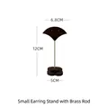 Vintage walnut wood and brass earring stand with fan-shaped top and floral base - Fish Scale Copper Rod Small Earring Stand