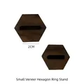 Set of two hexagonal walnut wood ring displays with slots for jewelry presentation - Veneered Hexagonal Small Ring Holder