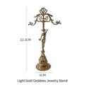 Light gold goddess jewelry stand in walnut style with height 22.3cm and 6cm base - Light Gold Goddess Statue Jewelry Stand