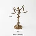 Vintage light gold angel jewelry display stand with ornate carved round base - Light Gold Angel Statue Jewelry Stand