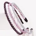 Braided crystal headband set featuring deep purple and silver beaded hair accessories - White Pink Purple - 3pcs