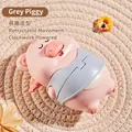 Pink and grey wind-up pig toy with clockwork movement for kids crawling play - Fun Wind-up Toy Pig (Grey)