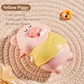 Pink and yellow clockwork cartoon pig toy with retractable walking function for babies - Fun Wind-up Toy Pig (Yellow)