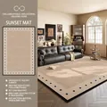 Beige ice silk cooling rug with black polka dots and breathable non-slip backing - Sunset