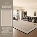 French vintage ice silk cooling rug in beige with black border and non-slip backing - Izu