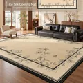 Ice silk cooling mat in cream white with vintage black flower and butterfly patterns - Fanti Flower Realm