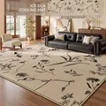 Ice silk cooling mat for living room with elegant black vintage floral patterns - Flying Flower Order