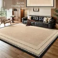 Ice silk cooling mat in beige with black geometric diamond pattern border for living room - Tracing
