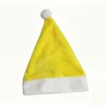 Bright yellow plush Santa hat for adults with soft white faux fur trim - Lemon Yellow