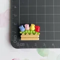 Detailed macro view of 3D resin tulip flower fence miniature for DIY craft and accessories - Tulip Flower Basket - Glossy
