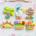 Cartoon farm resin charms including duck, house, tree and flower basket for DIY crafts - Mixed Random Style