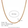 Chaîne box en acier inoxydable plaqué or 18K de 45+5cm de longueur et 2,2mm de largeur - Collier (40cm+5cm) / Or