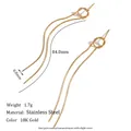 Minimalist 18K gold plated stainless steel long snake chain tassel drop earrings - Round Wire Snake Chain Braided Long Tassel Stud-Gold