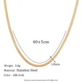 Collier chaîne serpent plate 2mm en acier inoxydable plaqué or 18 carats pour femme - Doré