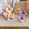 Exquisite bridal style floral earrings featuring colorful petals and center crystals - Colorful Simulation Flower Diamond Style (60#)