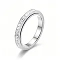 Macro shot of square-cut cubic zirconia eternity ring in polished silver finish - US 5 / Silver - Spinning - Square Zirconia Ring