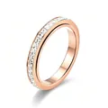 Detailed view of rose gold ring with channel-set square cubic zirconia stones - US 5 / Rose Gold - Spinning - Square Zirconia Ring