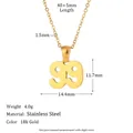 18K gold plated stainless steel 1999 year number pendant necklace for women - Gold (99)