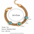 18K goud vergulde roestvrijstalen mesh armband met turquoise en romeinse cijfers - Turquoise Romeinse Cijfers Gevlochten Schakelarmband - Goud