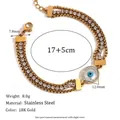 Bracciale a tre strati in acciaio inossidabile placcato oro 18K con malocchio - Oro