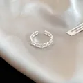 Elegant silver lace hollow flower bow ring with sparkling cubic zirconia stones - Silver Double Row Hollow Wave Zirconia Style (35#)