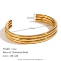 Eleganter vergoldeter 18K Edelstahl-Armreif mit dreischichtigem offenem Design - Gold