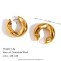 Manchette d'oreille épaisse en forme de C en acier inoxydable plaqué or 18 carats - Mini Ear Cuff en Forme de C Épais Facetté - Or