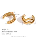 Manchette d'oreille double couche ondulée en acier inoxydable plaqué or 18 carats - Ear Cuff Double Couche à Motif Ondulé Simple - Or