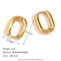 Classic 18K gold plated stainless steel oval hoop earrings with size specifications - Hoop Earrings / Gold Mini O-Shape