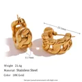Klobige Creolen aus 18K vergoldetem Edelstahl im Kettenglied-Design für Damen Modeschmuck - Halbkreis Ketten Creolen-Gold