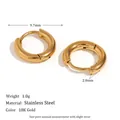 Minimalist 18K gold plated stainless steel hoop earrings in a classic polished finish - 10mm / Gold