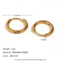 Classic 18K gold plated stainless steel 13.6mm hoop earrings with a solid round design - 14mm / Gold