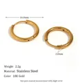 Classic 16mm gold plated stainless steel hoop earrings with 2mm thickness and 18K finish - 16mm / Gold