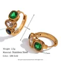 Boucles d'oreilles vintage en acier plaqué or 18 carats avec zircons saphir bleus - Or (Boucle d'Oreille Rétro Strass Vert Blanc Bleu)