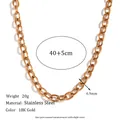 Collana a maglie grosse in acciaio inossidabile placcato oro 18 carati per donna - Collana a catena a croce / Oro / 40cm+5cm